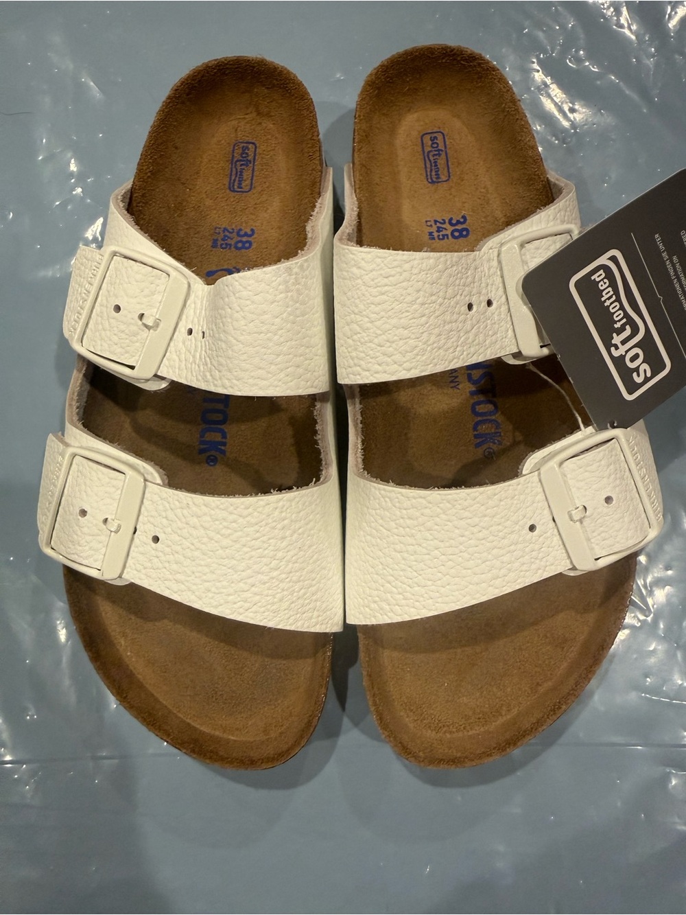 Birkenstock Arizona White Two-Buckle Slide Sandals LEATHER NEE IN BOX SFB